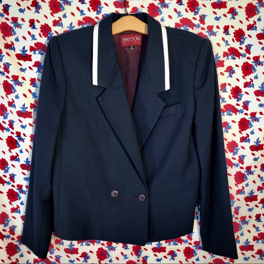 Vtg Navy Blue Sassoon Blazer